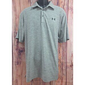Under Armour Mens Loose Fit HeatGear Gray Polo Large